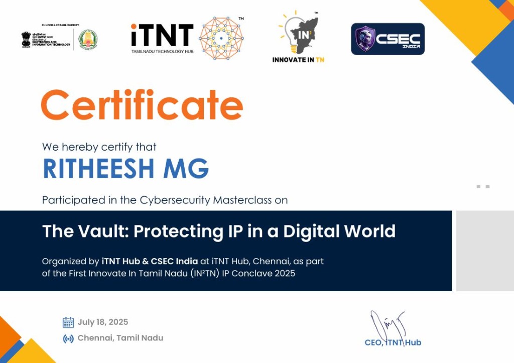 Cybersecurity Masterclass certificate